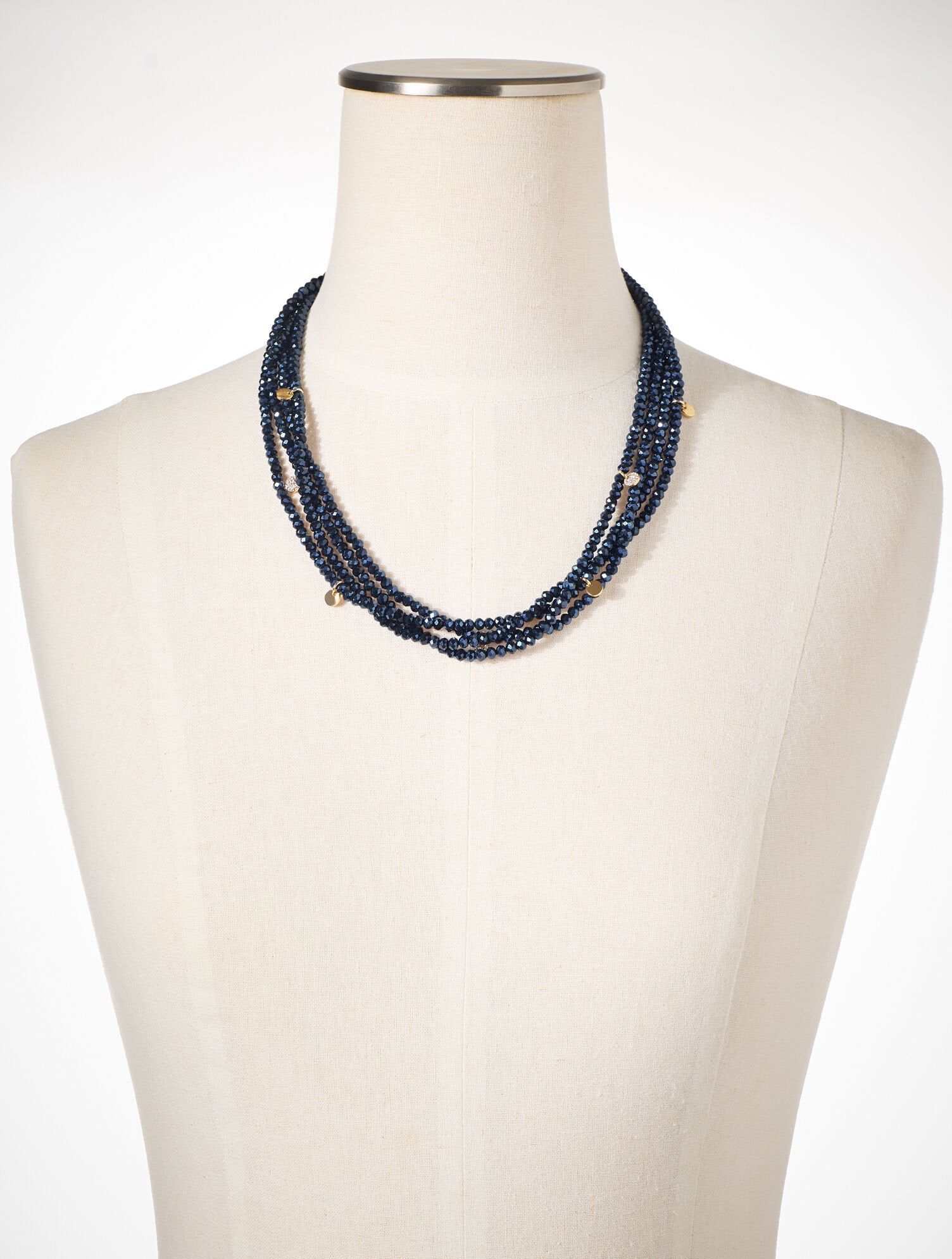 INDIGO BLUE/GOLD ADARA BEADED LAYER NECKLACE | Talbots US