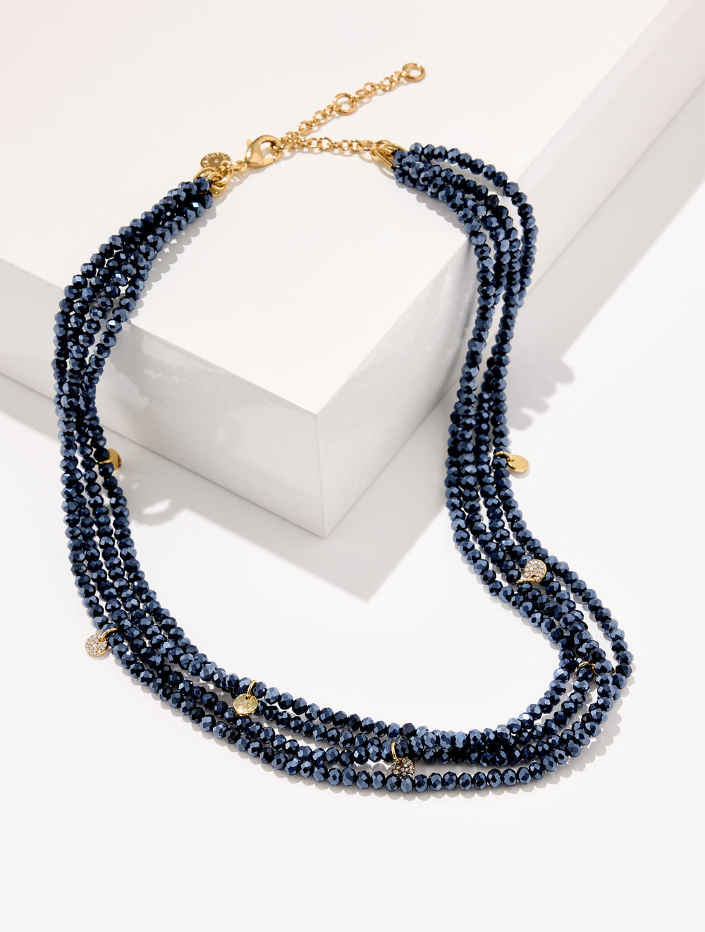 INDIGO BLUE/GOLD ADARA BEADED LAYER NECKLACE | Talbots US