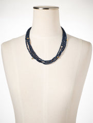 INDIGO BLUE/GOLD ADARA BEADED LAYER NECKLACE | Talbots US