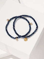 INDIGO BLUE/GOLD ADARA BEADED STRETCH BRACELET SET | Talbots on sale