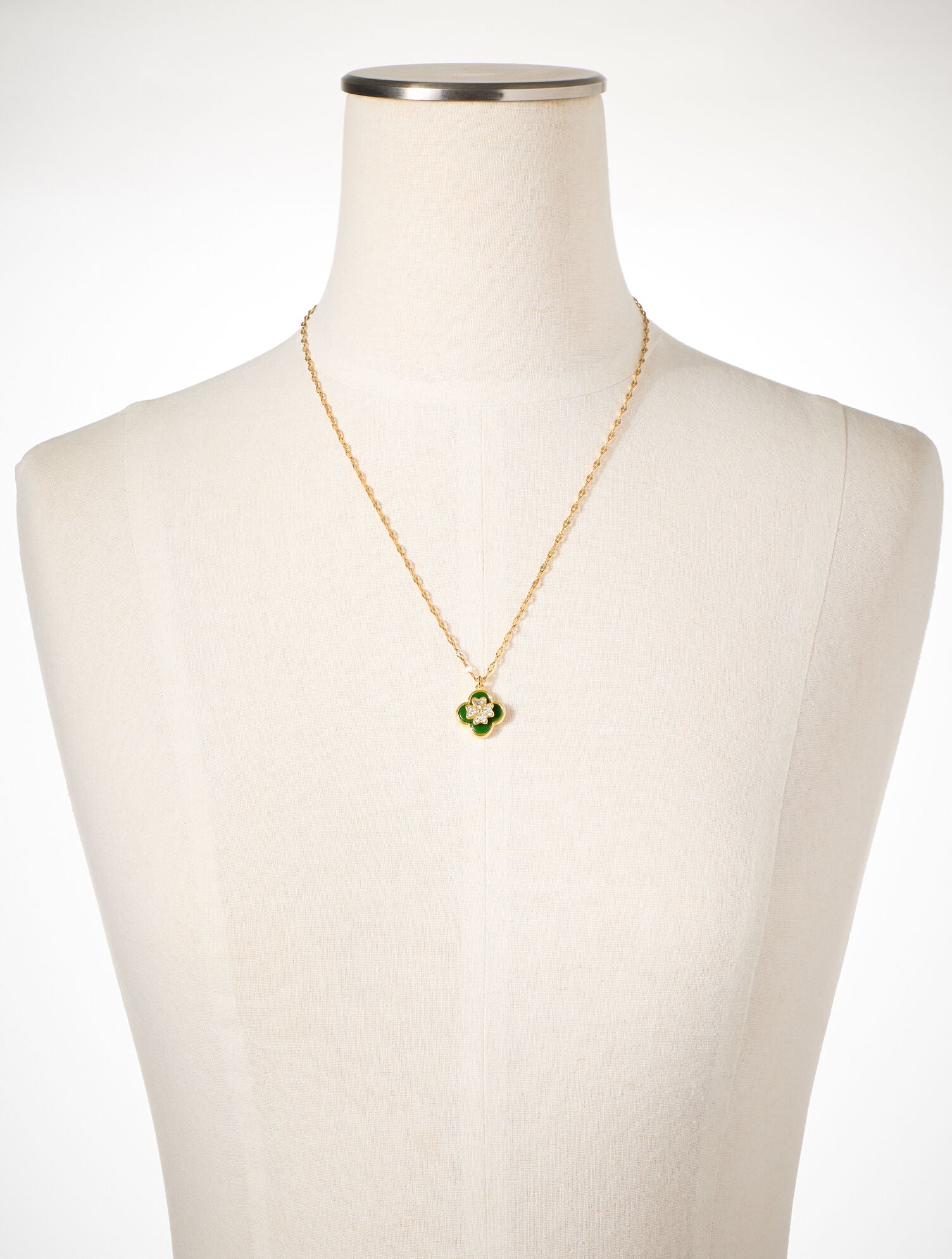 HILLSIDE GREEN/GOLD LUCKY CHARM NECKLACE | Talbots sale