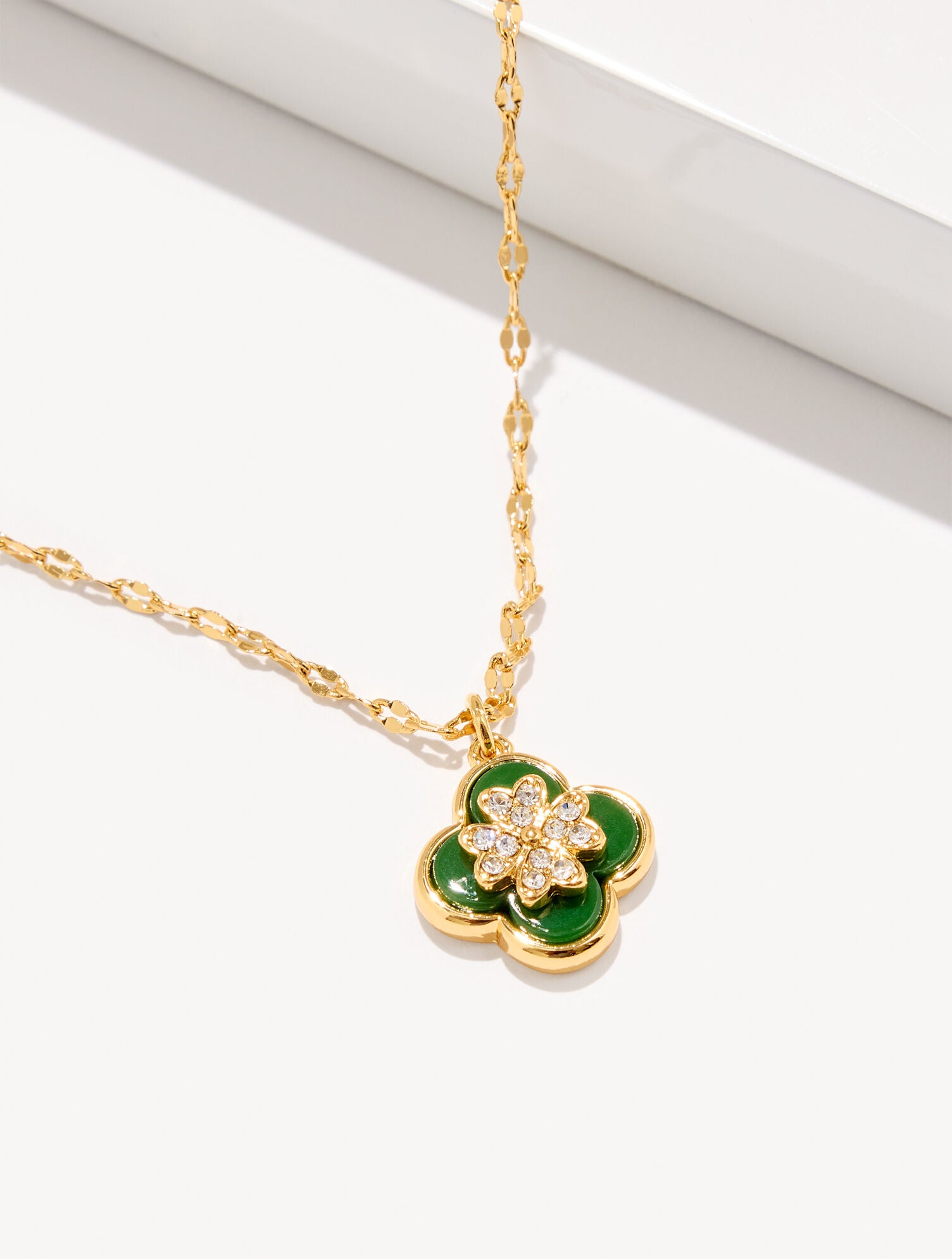 HILLSIDE GREEN/GOLD LUCKY CHARM NECKLACE | Talbots sale