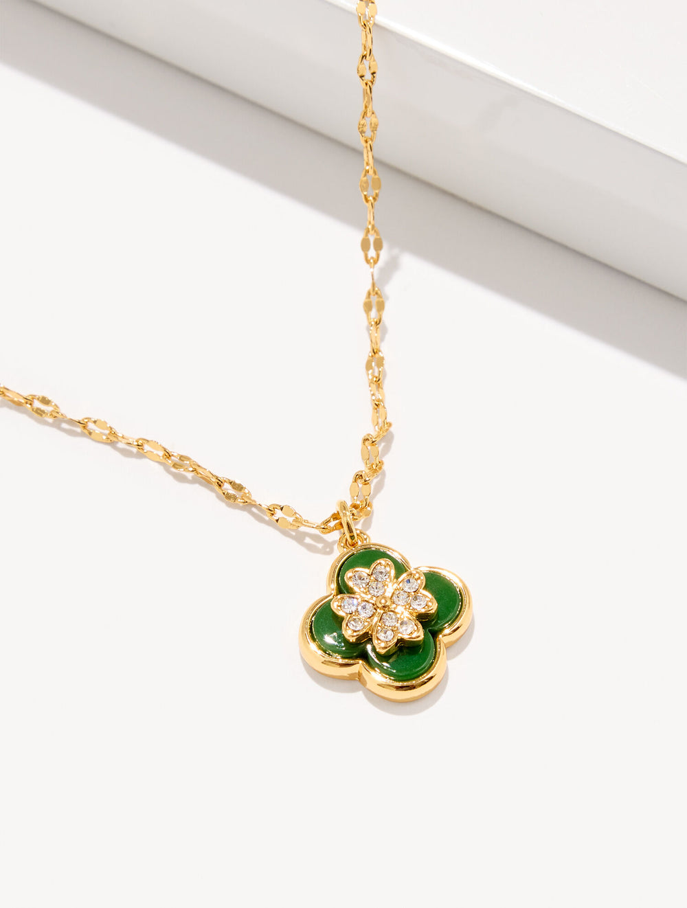 HILLSIDE GREEN/GOLD LUCKY CHARM NECKLACE | Talbots sale