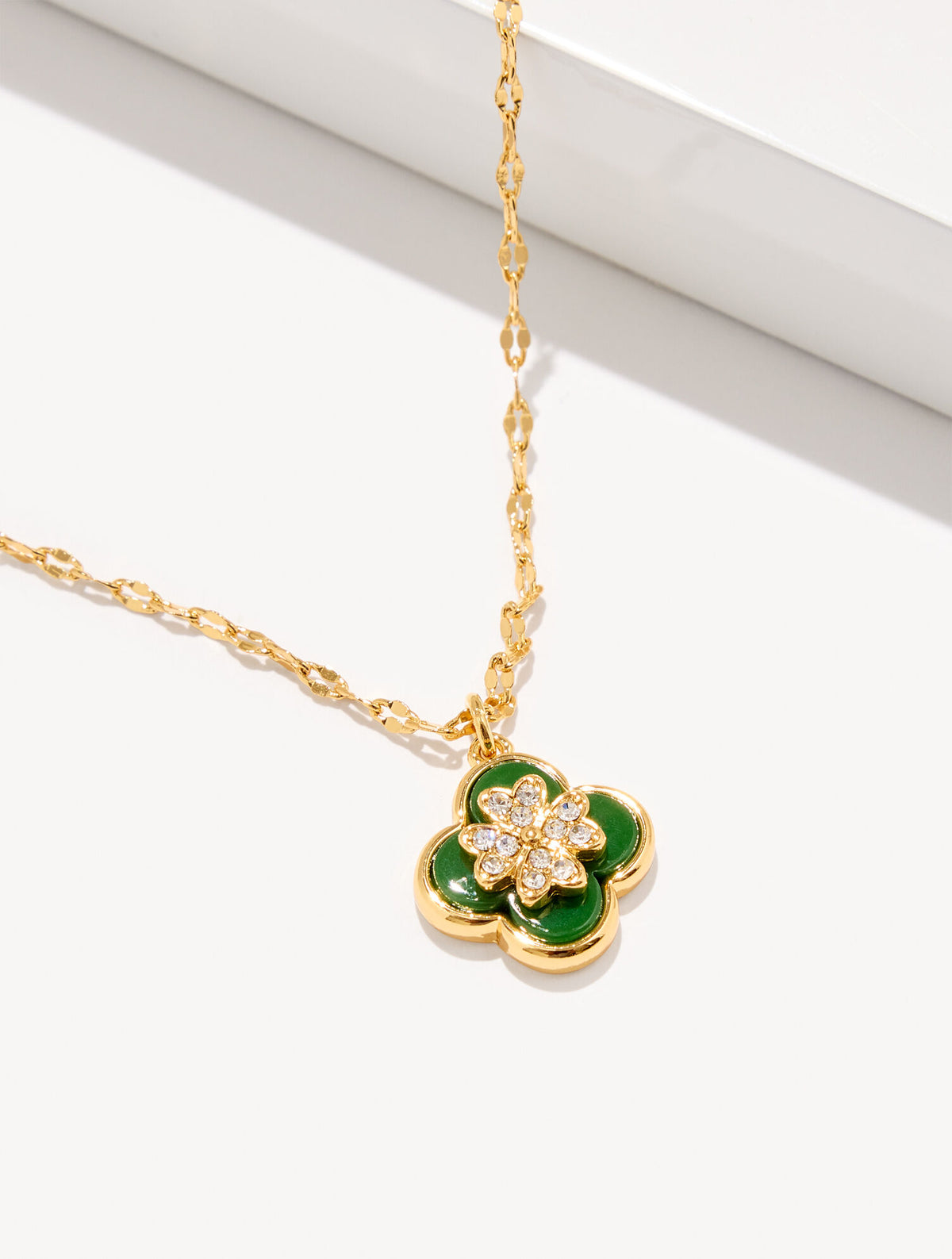 HILLSIDE GREEN/GOLD LUCKY CHARM NECKLACE | Talbots sale