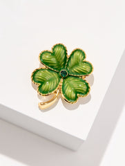 HILLSIDE GREEN/GOLD VINTAGE ENAMEL CLOVER BROOCH | Talbots for sale