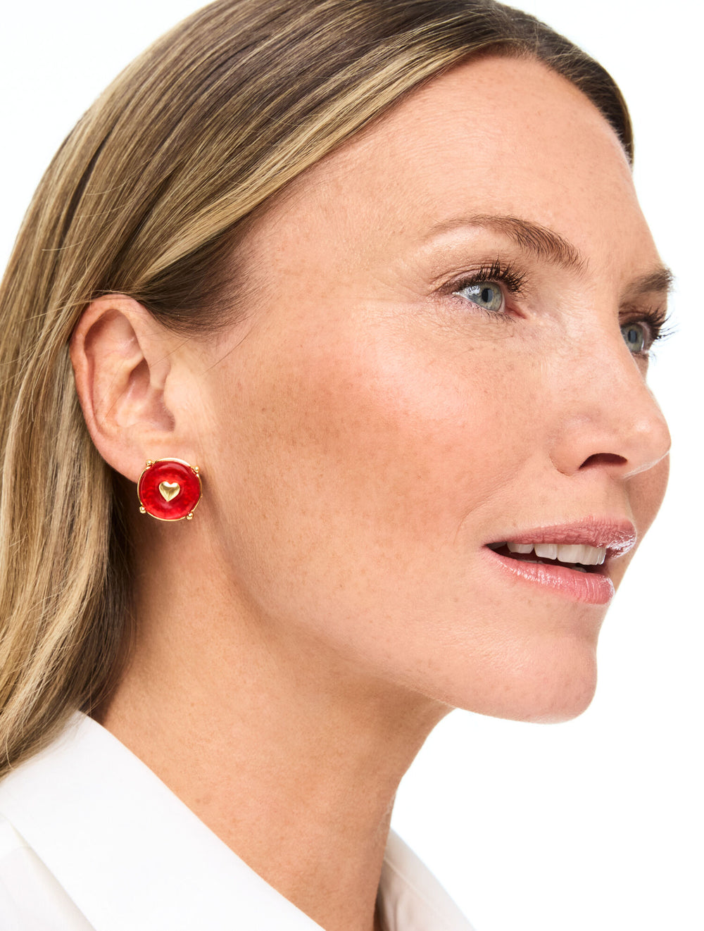 RED POP/GOLD RED VELVET STUD EARRINGS | Talbots for sale