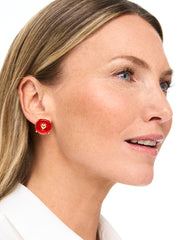 RED POP/GOLD RED VELVET STUD EARRINGS | Talbots for sale