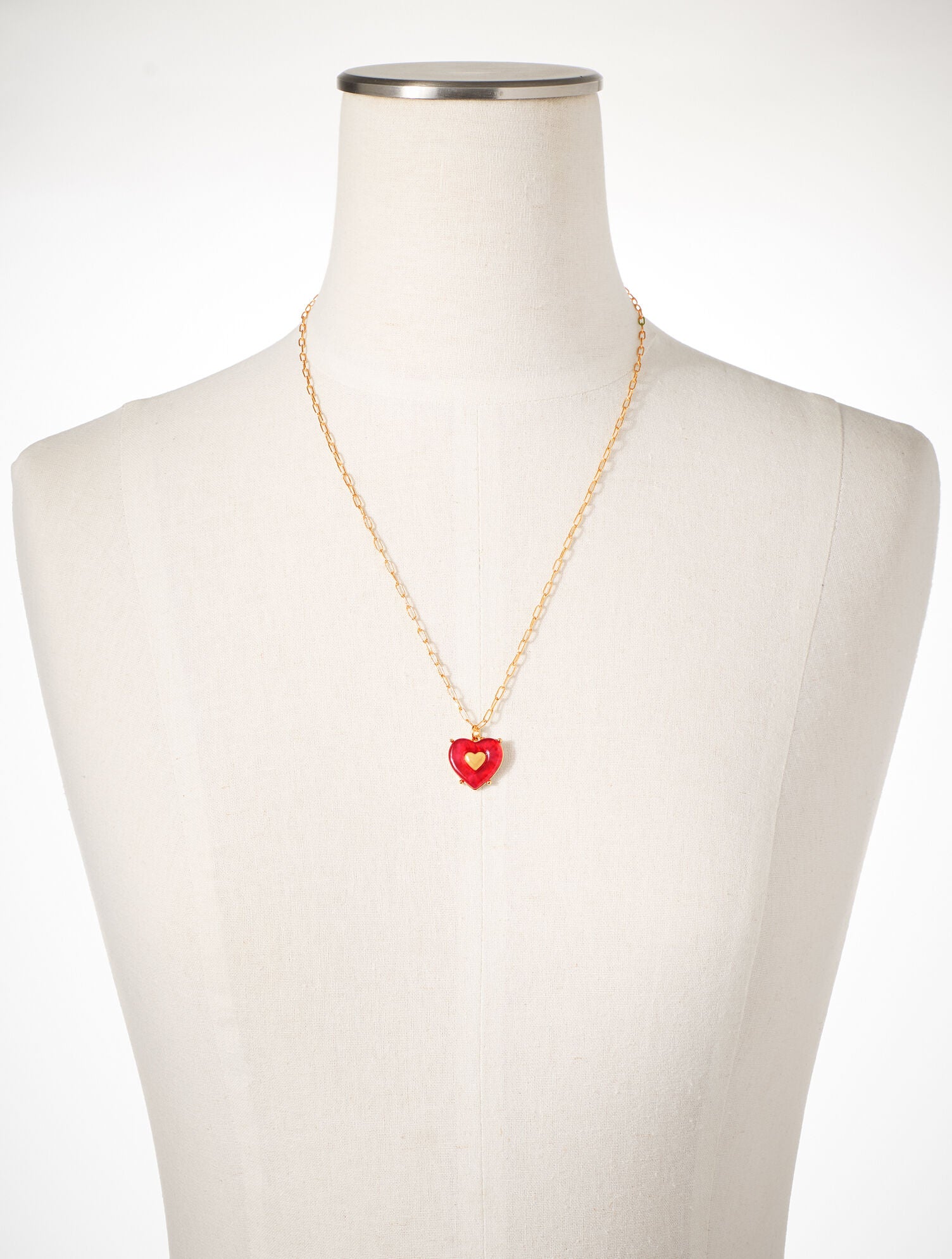 RED POP/GOLD RED VELVET HEART PENDANT NECKLACE | Talbots discount