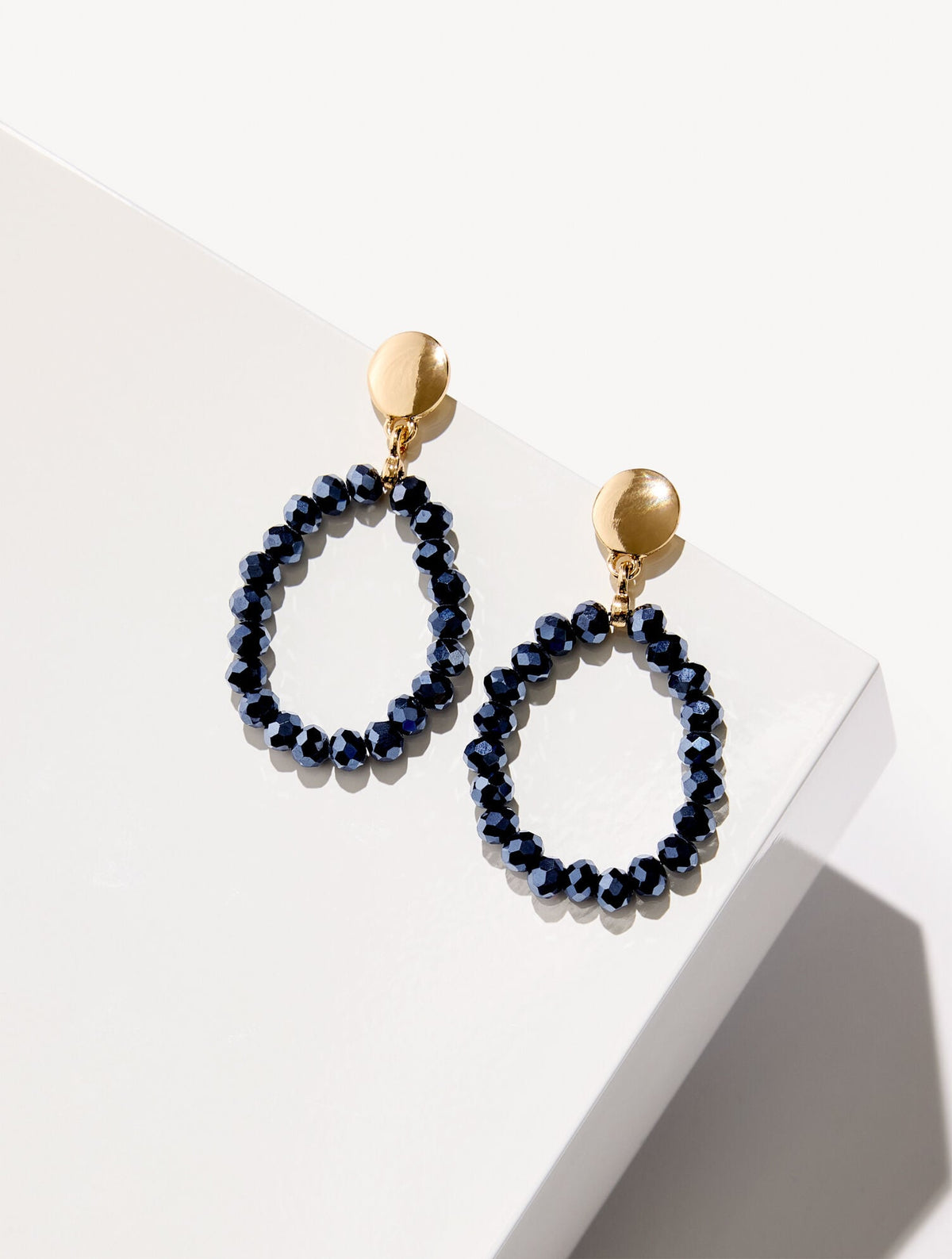 INDIGO BLUE/GOLD ADARA BEADED HOOP EARRINGS | Talbots for sale