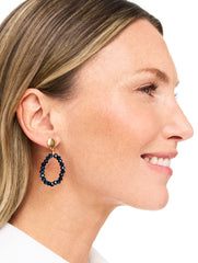 INDIGO BLUE/GOLD ADARA BEADED HOOP EARRINGS | Talbots for sale