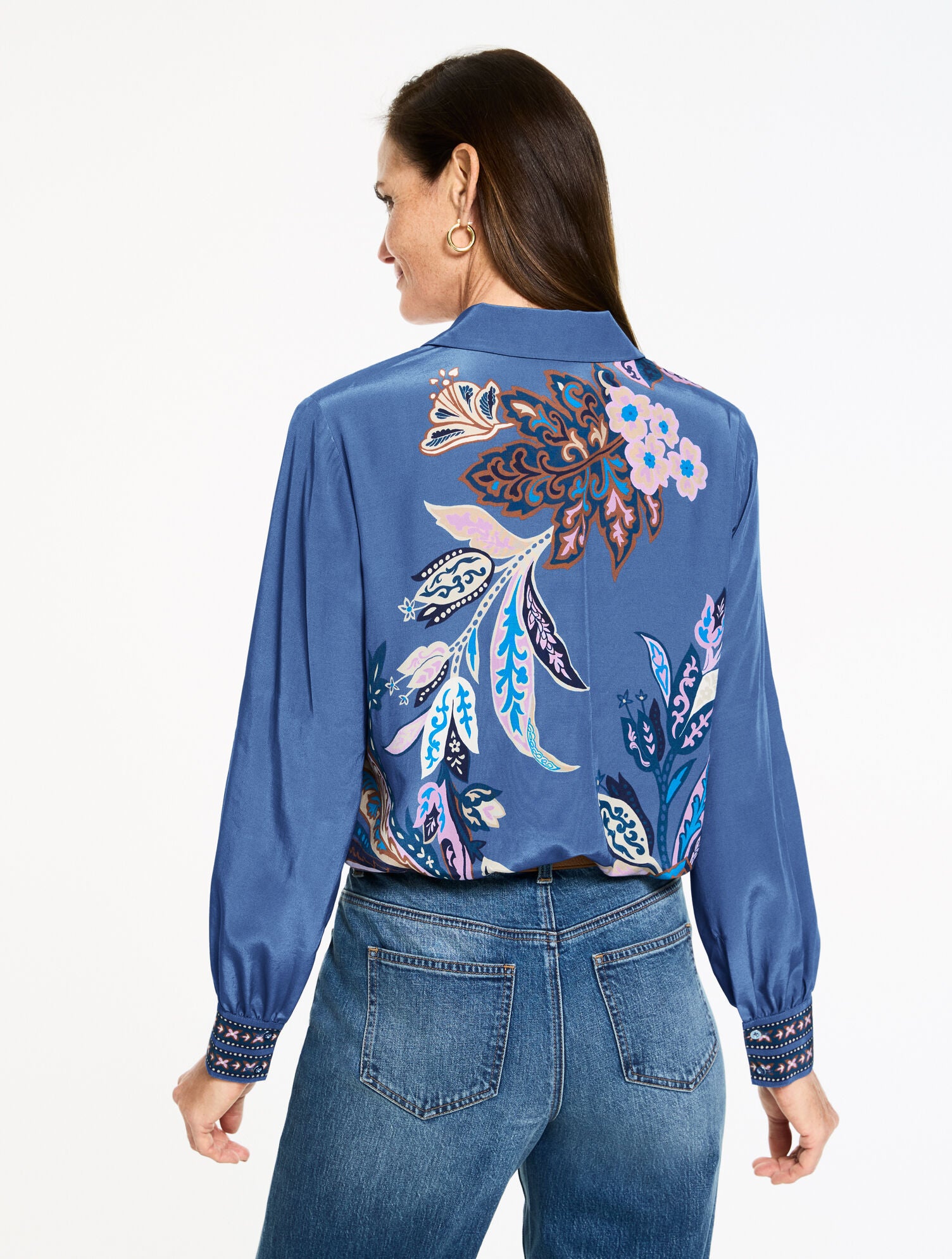 NAVY DUSK MULTI BUTTON FRONT SOFT SHIRT - INTRICATE JACOBEAN | Talbots sale