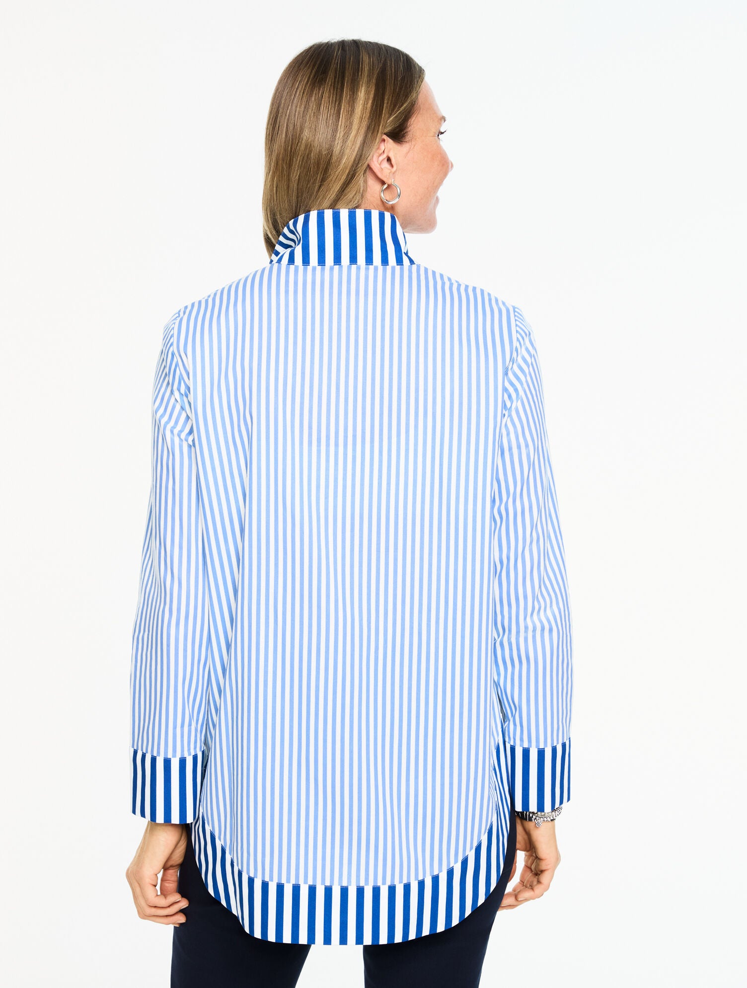 WHITE/VISTA BLUE BEAUTY STRIPE TUNIC | Talbots online