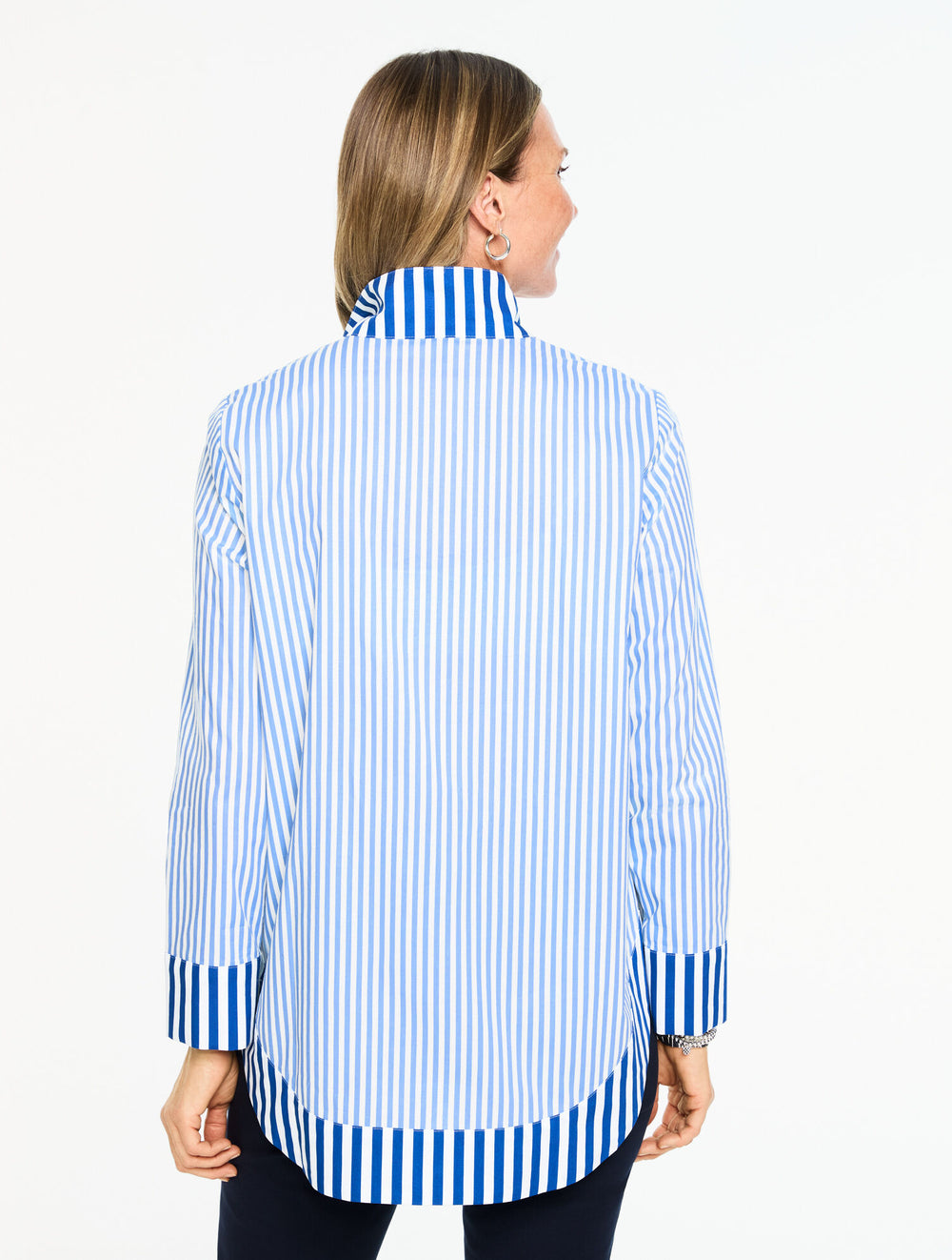 WHITE/VISTA BLUE BEAUTY STRIPE TUNIC | Talbots online