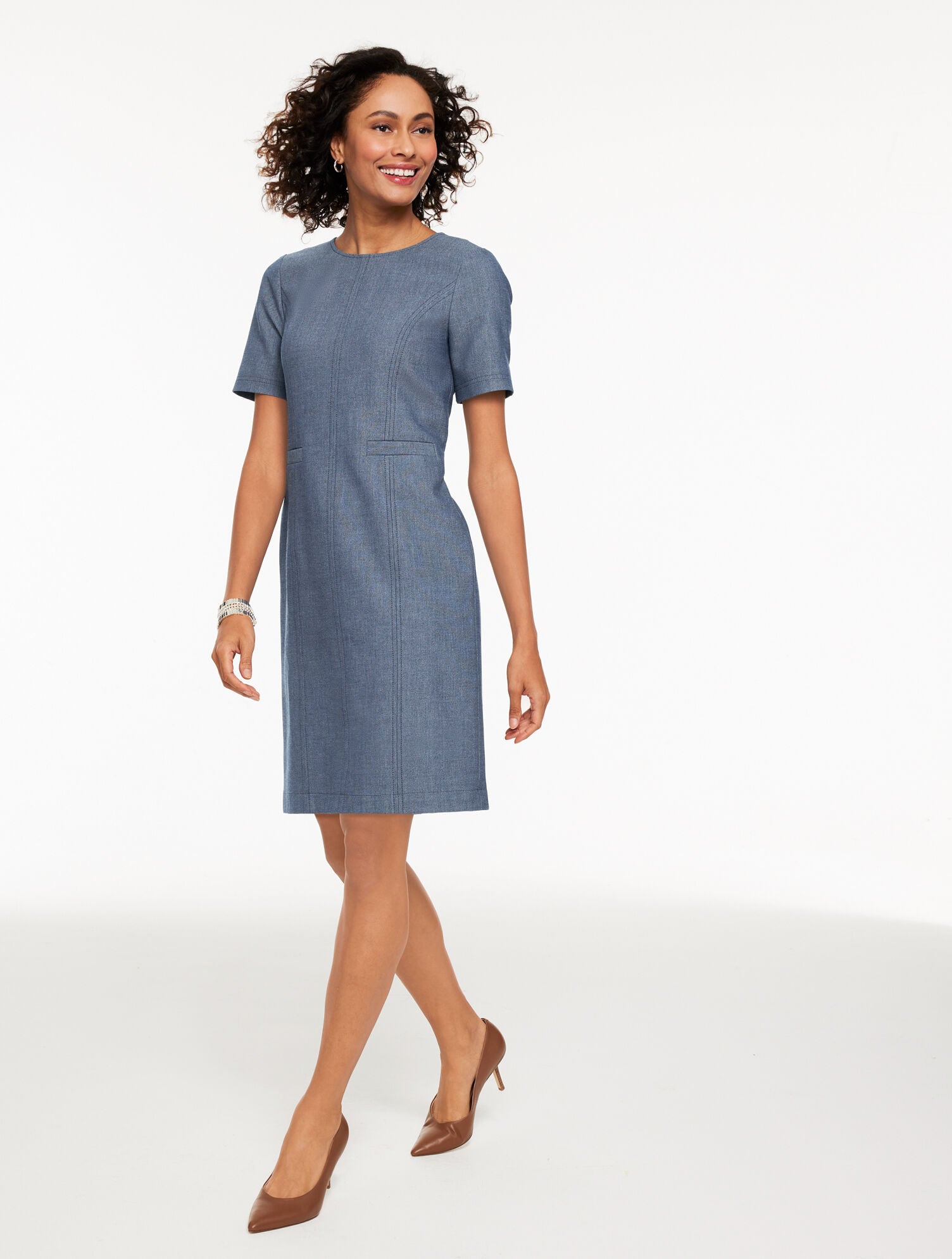BLUE REFINED DENIM DRESS | Talbots sale
