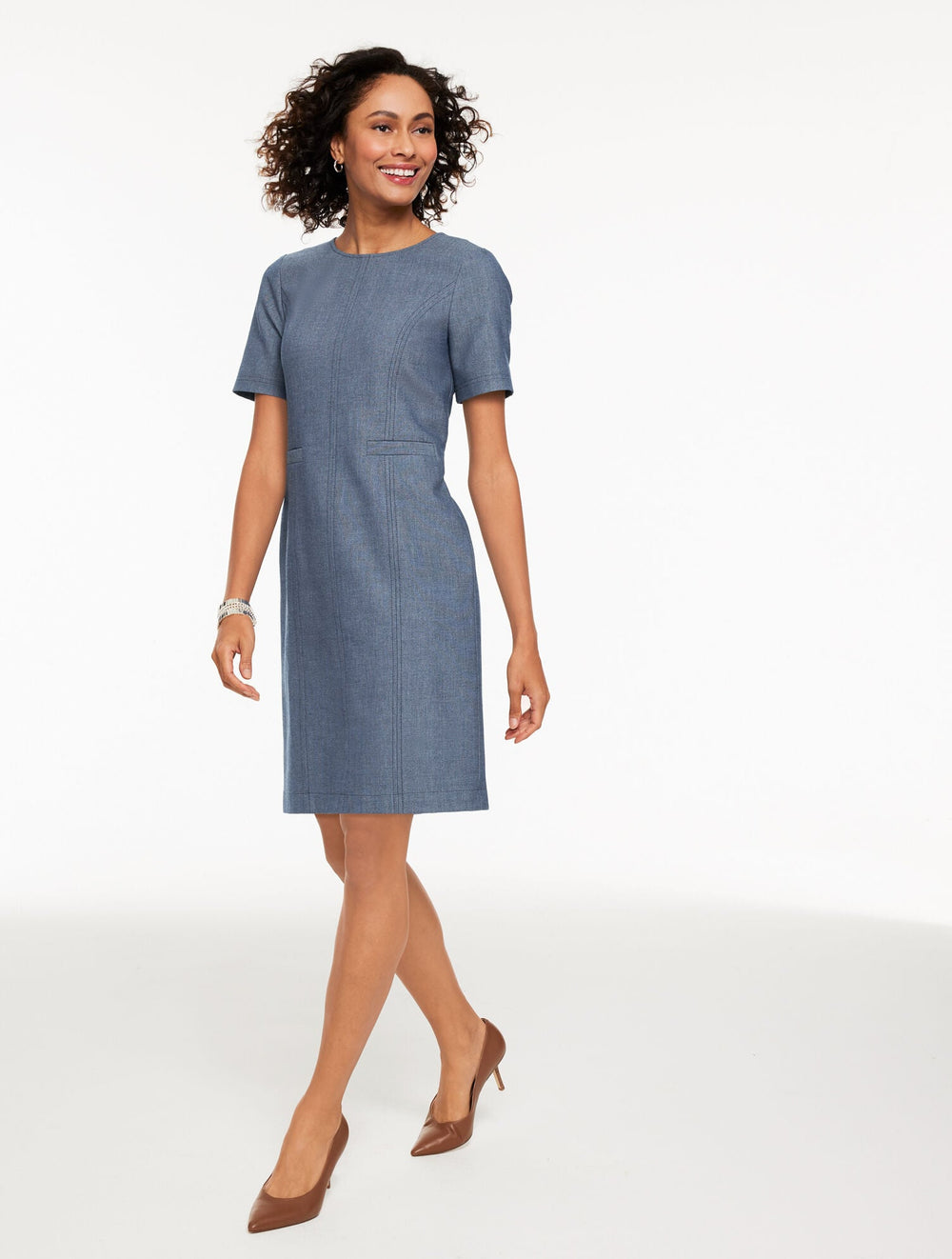 BLUE REFINED DENIM DRESS | Talbots sale
