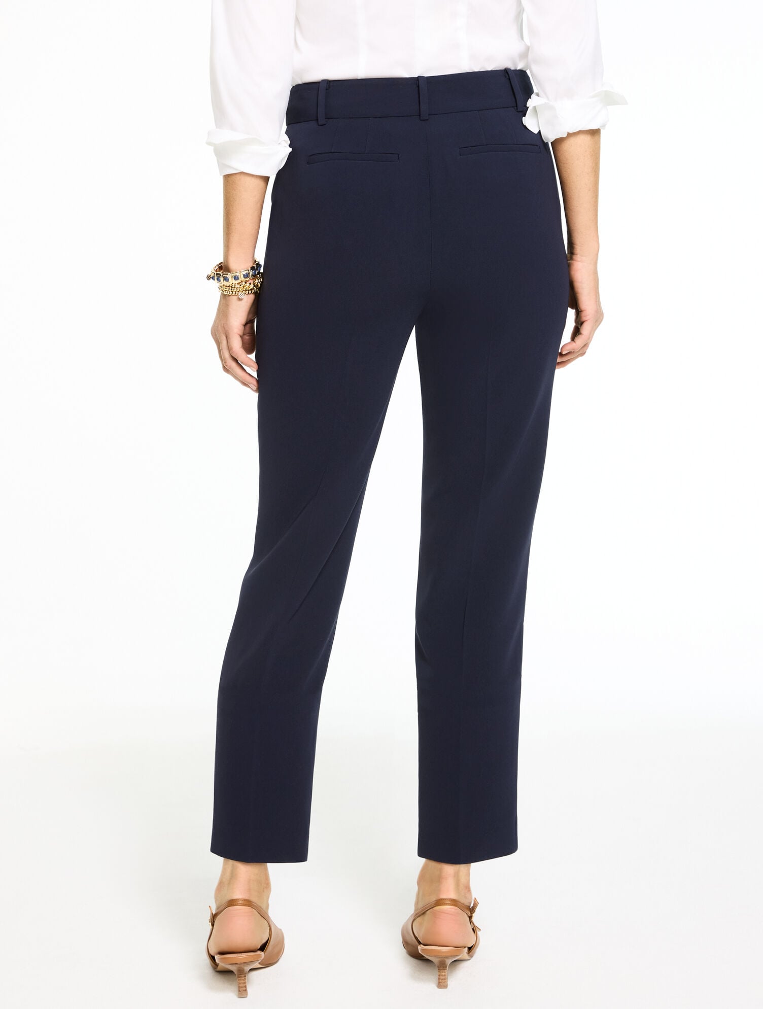 BLACK|INDIGO BLUE STRAIGHT LEG EASY TRAVEL PANTS | Talbots online