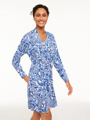 VISTA BLUE MULTI TALBOTS X SOMA COOL NIGHTS SHORT ROBE - ALLYAH PAISLEY | Talbots discount