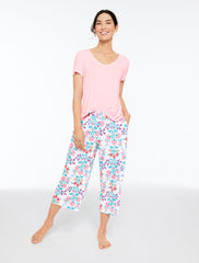 ORCHID PINK/MULTI TALBOTS X SOMA COOL NIGHTS SHORT SLEEVE & CROP PANT PAJAMA SET - DITSY VINES | Talbots discount