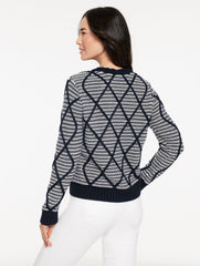 INDIGO BLUE/IVORY DIAMOND CABLE V-NECK PULLOVER - STRIPE | Talbots online