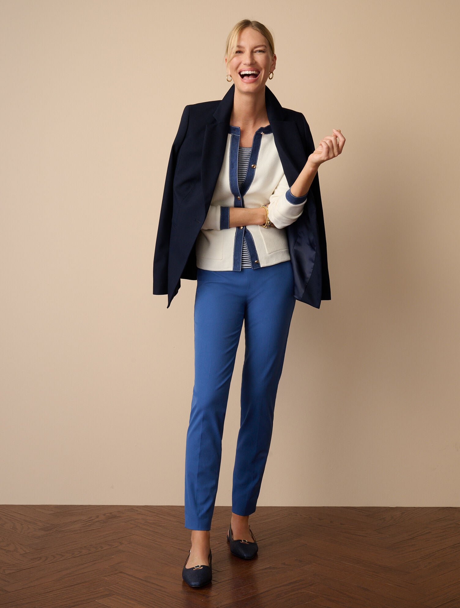 IVORY DENIM TRIM CARDIGAN | Talbots near me