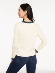 IVORY DENIM TRIM CARDIGAN | Talbots near me