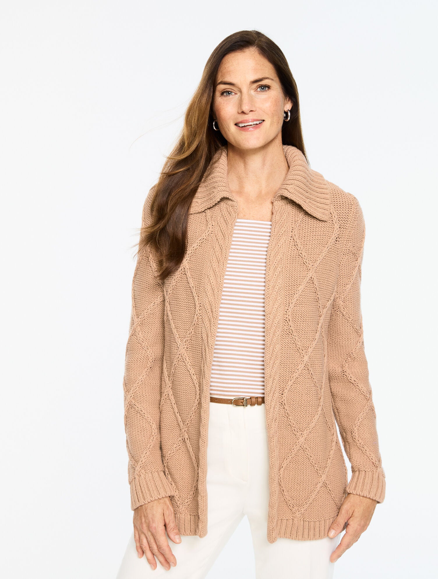 ISLAND SAND DIAMOND CABLE CARDIGAN | Talbots on sale
