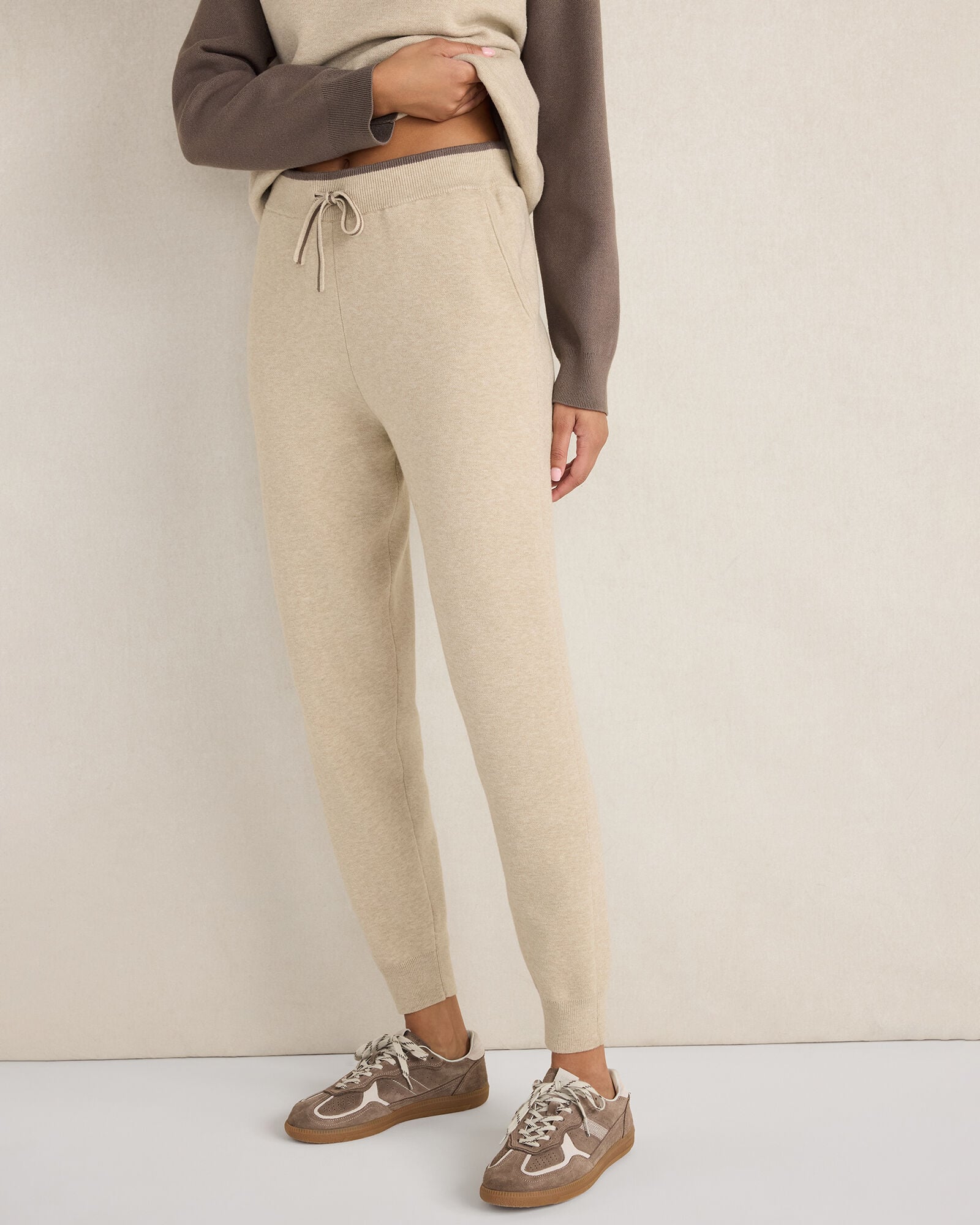 PURE TAUPE HTHR/BROWN VISCOSE BLEND JOGGER | Talbots outlet