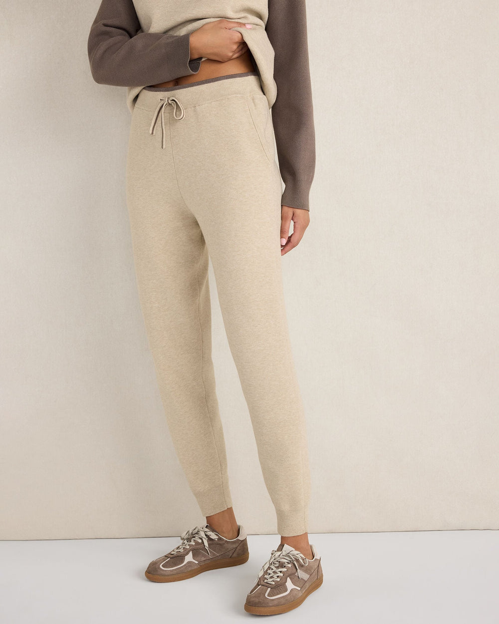 PURE TAUPE HTHR/BROWN VISCOSE BLEND JOGGER | Talbots outlet