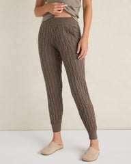 SLATE BROWN ORGANIC COTTON CASHMERE CABLE JOGGERS | Talbots outlet