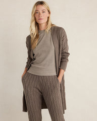 SLATE BROWN ORGANIC COTTON CASHMERE CABLE CARDIGAN | Talbots on sale