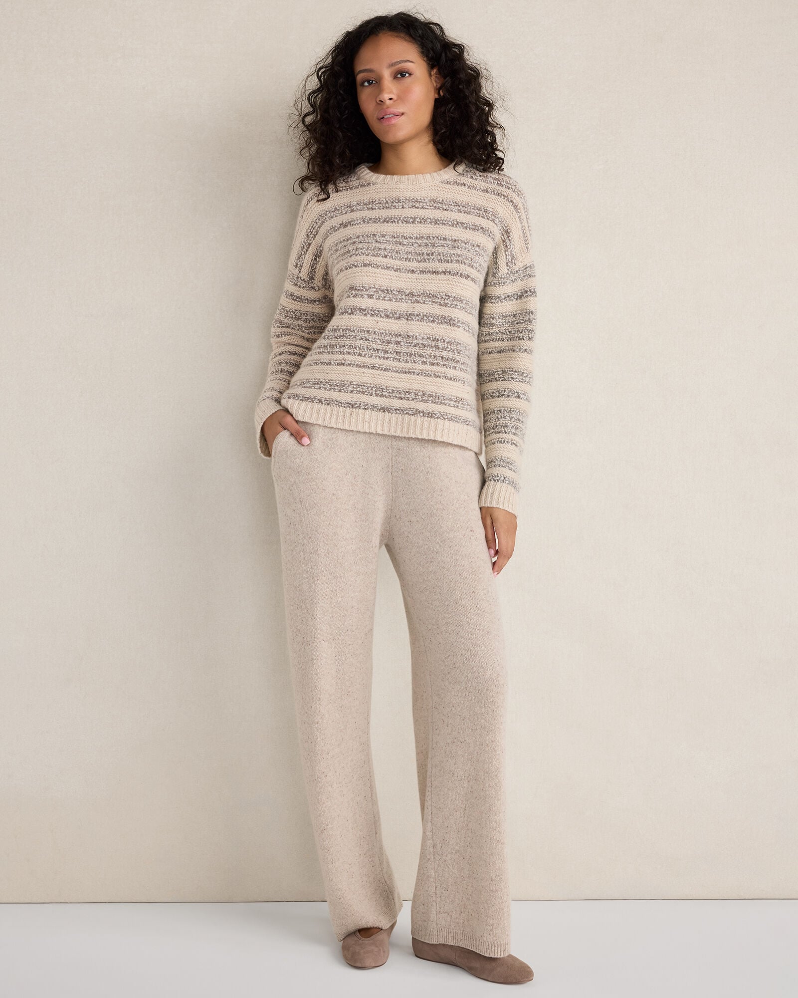 PURE TAUPE NEP HTHR CASHMERE STRAIGHT LEG PANTS | Talbots sale