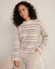 IVORY/FAWN/SLATE BROWN CASHMERE STRIPED CREWNECK | Talbots on sale
