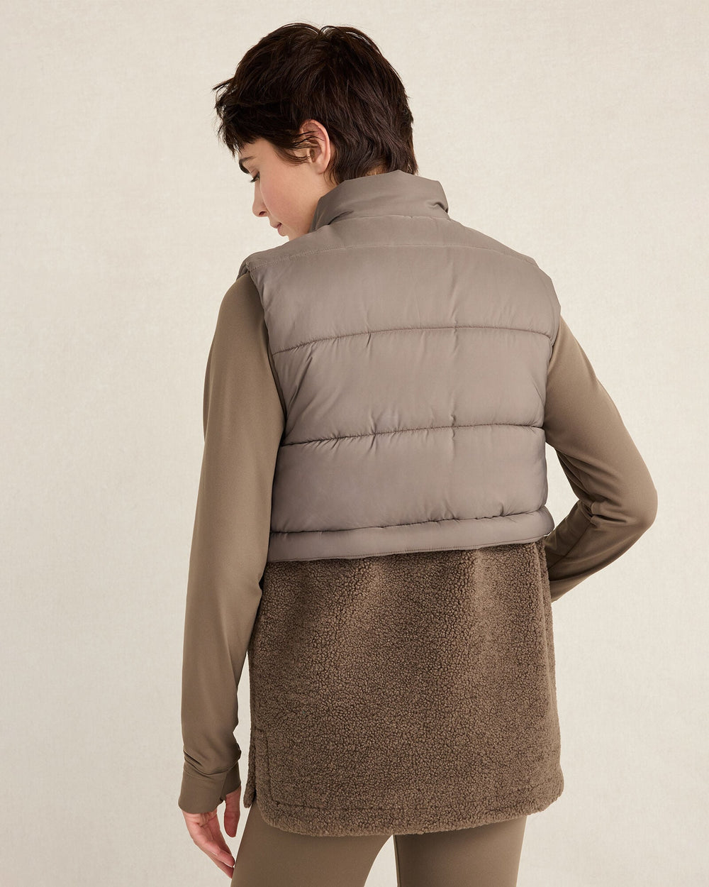 SLATE BROWN SHERPA PUFFER VEST | Talbots US