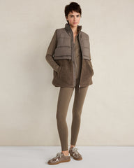 SLATE BROWN SHERPA PUFFER VEST | Talbots outlet