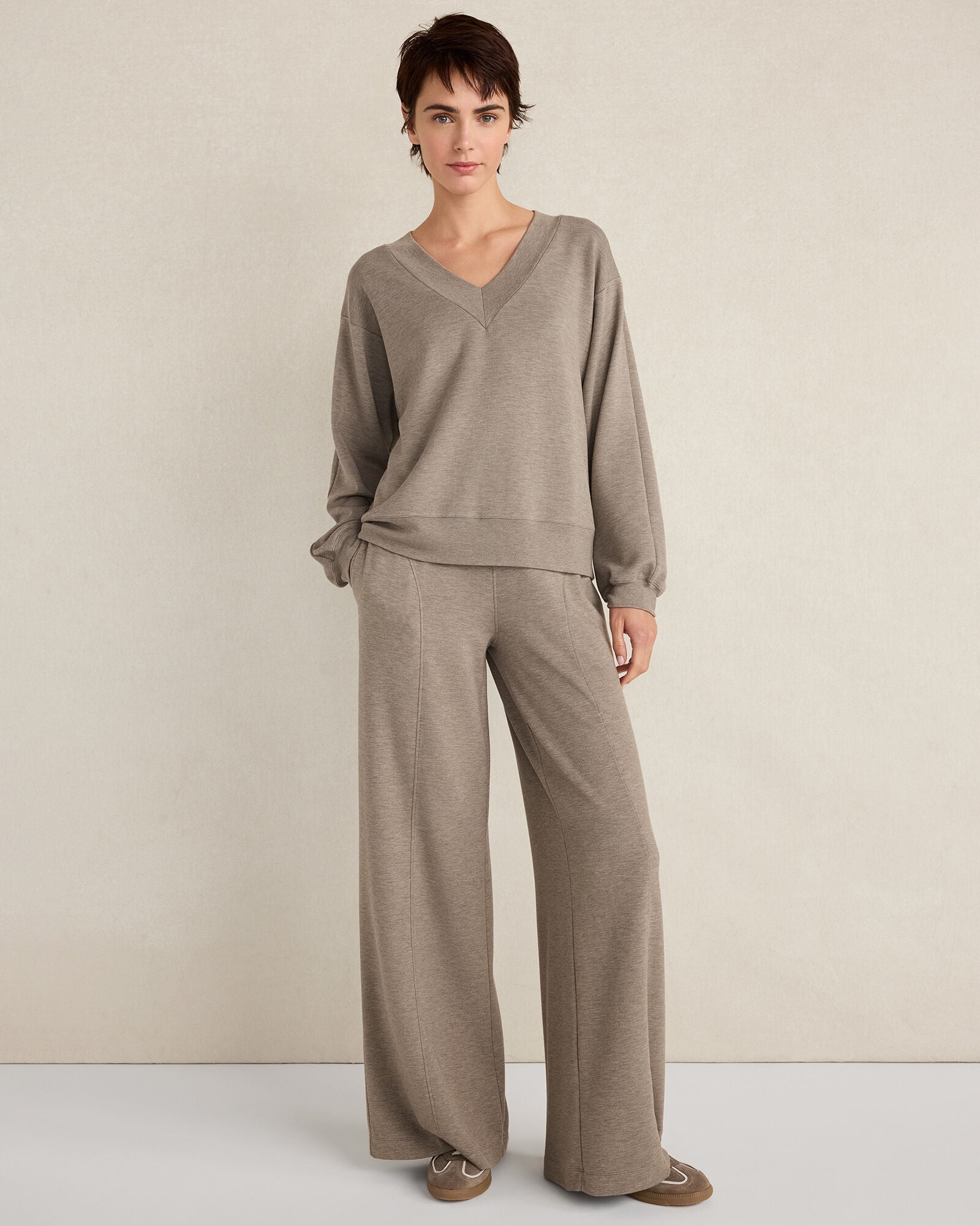 SLATE BROWN HTHR SOFT KNIT V-NECK TOP | Talbots online