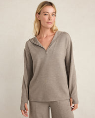 SLATE BROWN HTHR SOFT KNIT HALF-ZIP HOODIE | Talbots discount