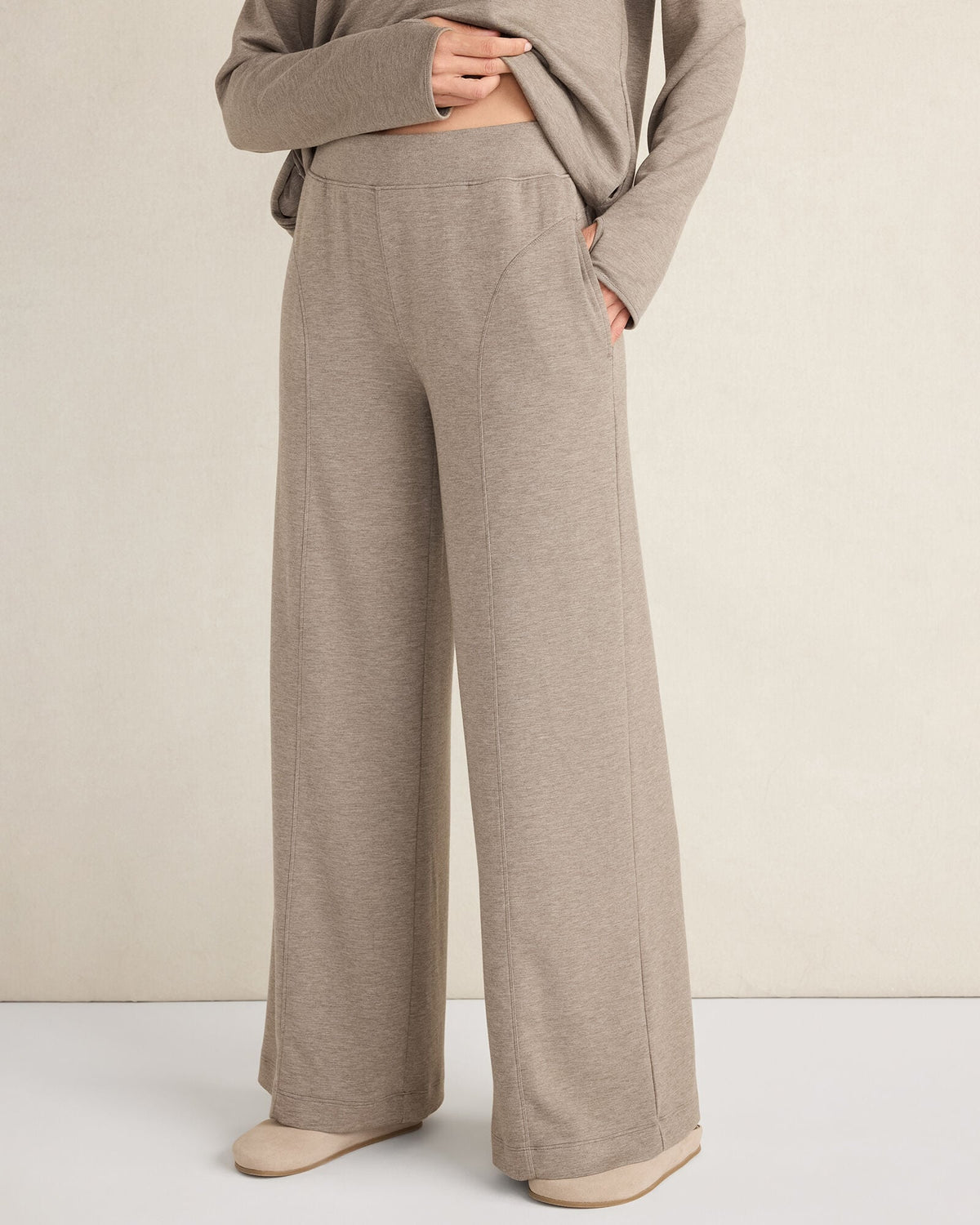 SLATE BROWN HTHR SOFT KNIT WIDE LEG PANTS | Talbots near me
