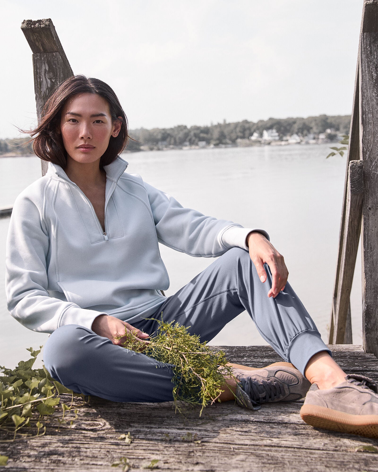 GLACIER FROST|RAINFALL CLOUD FLEECE HALF-ZIP PULLOVER | Talbots online