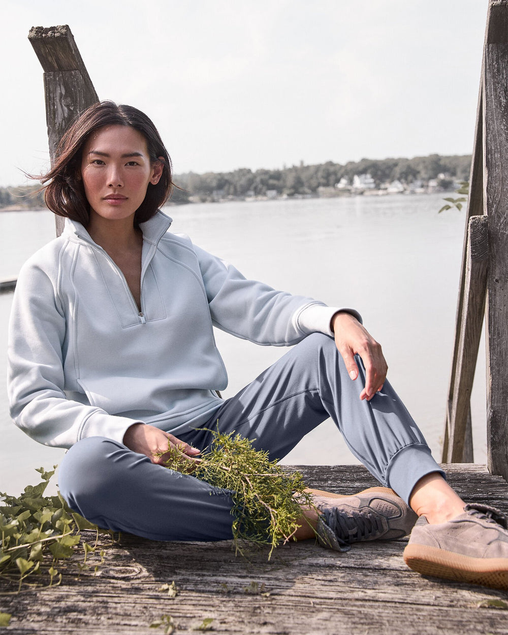 GLACIER FROST|RAINFALL CLOUD FLEECE HALF-ZIP PULLOVER | Talbots online