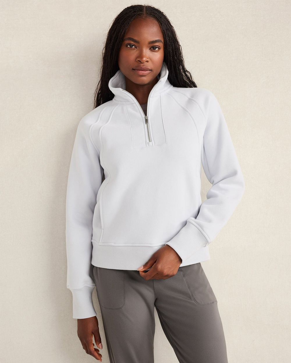 GLACIER FROST|RAINFALL CLOUD FLEECE HALF-ZIP PULLOVER | Talbots on sale