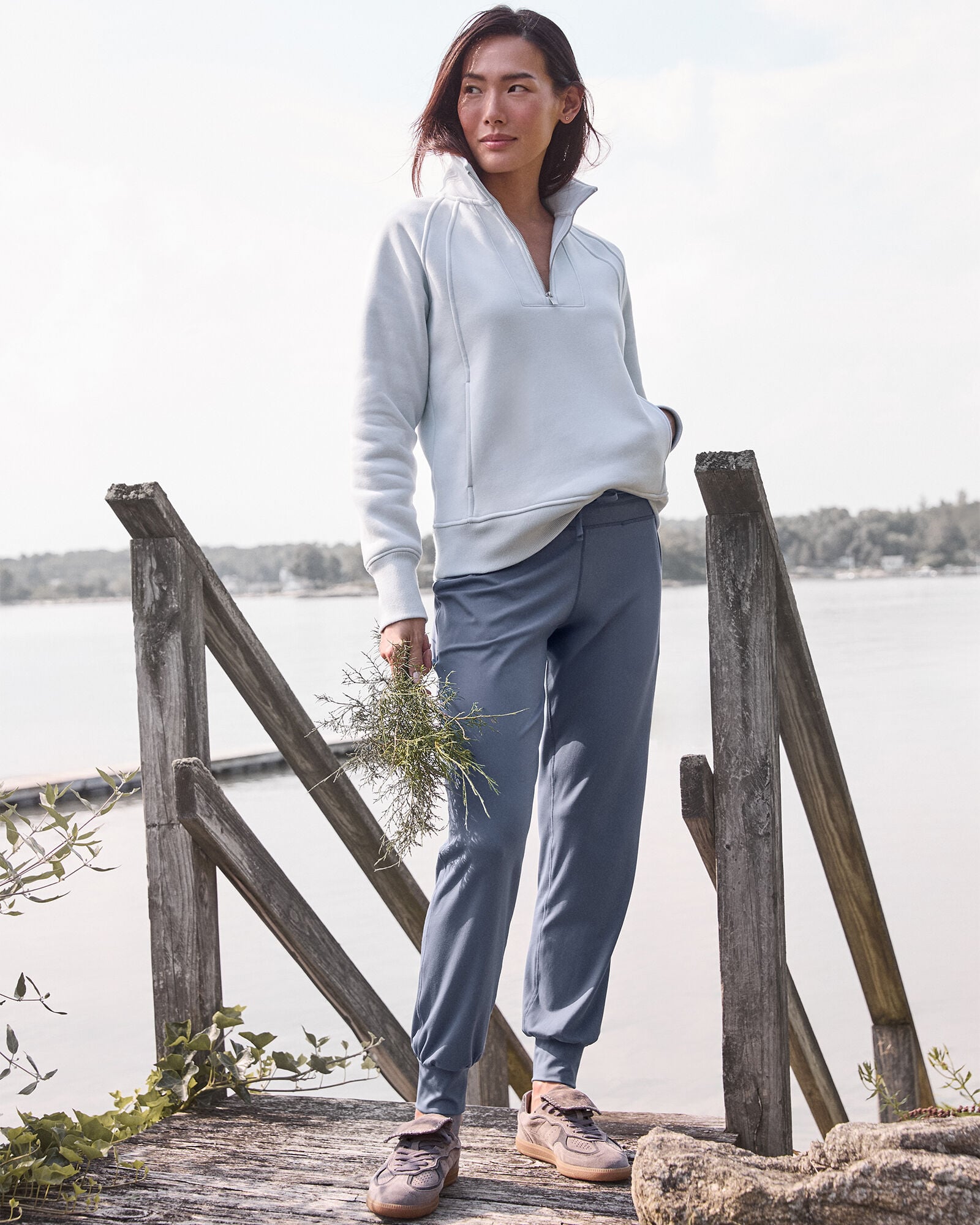GLACIER FROST|RAINFALL CLOUD FLEECE HALF-ZIP PULLOVER | Talbots on sale