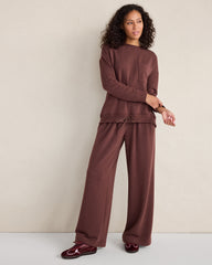 MAHOGANY HTHR FLEECE CINCHED CREWNECK | Talbots for sale