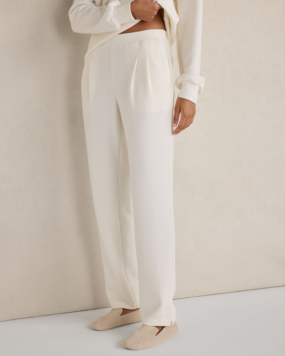 IVORY|PURE TAUPE DOUBLE KNIT PLEATED PANTS | Talbots for sale