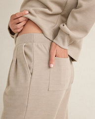IVORY|PURE TAUPE DOUBLE KNIT PLEATED PANTS | Talbots for sale