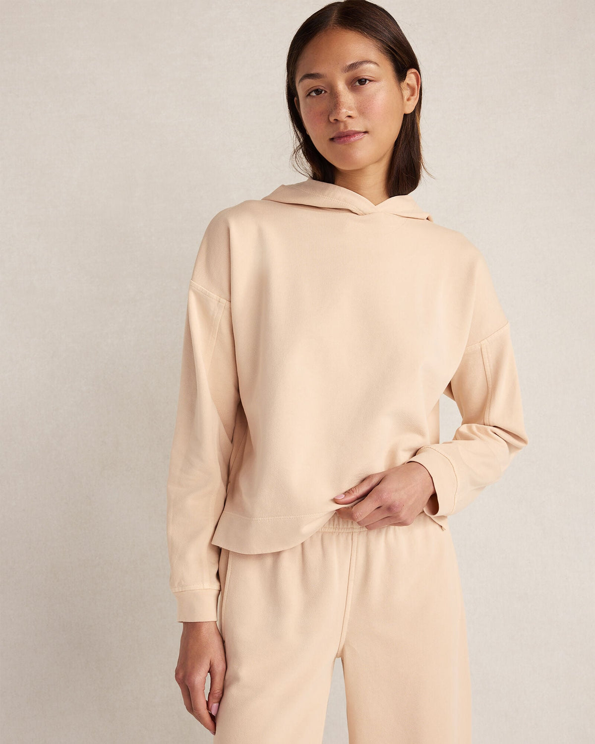 PEACH QUARTZ GARMENT DYE ORGANIC COTTON TERRY HOODIE | Talbots discount