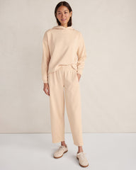 PEACH QUARTZ GARMENT DYE ORGANIC COTTON TERRY BARREL LEG PANTS | Talbots discount