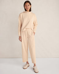 PEACH QUARTZ GARMENT DYE ORGANIC COTTON TERRY BARREL LEG PANTS | Talbots sale