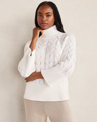 IVORY ORGANIC COTTON MOCK NECK SWEATER | Talbots online