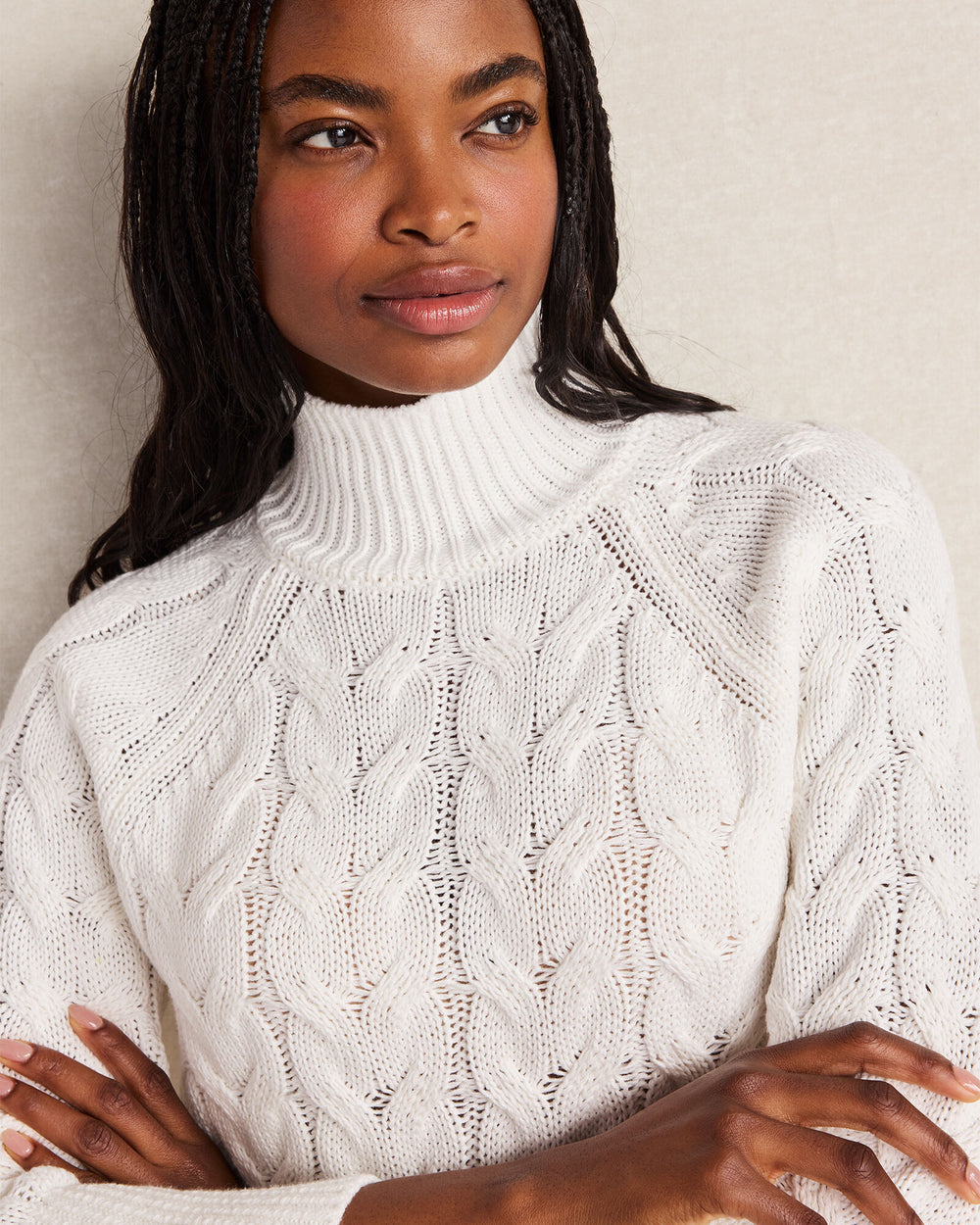 IVORY ORGANIC COTTON MOCK NECK SWEATER | Talbots online