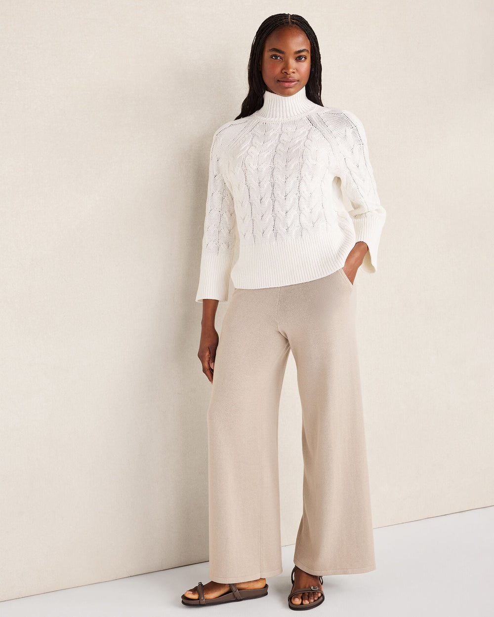 IVORY ORGANIC COTTON MOCK NECK SWEATER | Talbots online